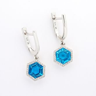 Diamond Blue Topaz Earrings