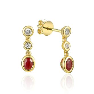 Diamond Ruby Drop Earrings
