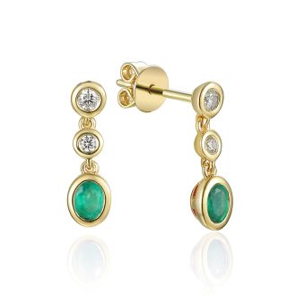 Diamond oval Emerald Drop Earrings