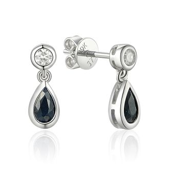 Diamond Sapphire Drop Earrings