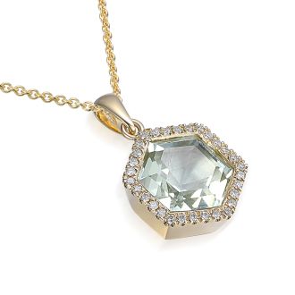 Diamond and Green Amethyst Pendant