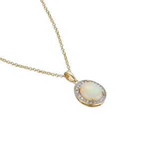 Diamond and Oval Opal Pendant