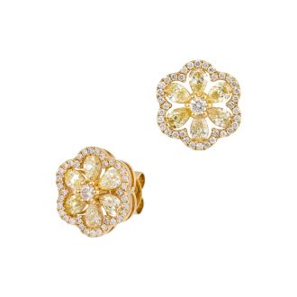 18ct yg wht/yell dia flower e/rings 0.98cts